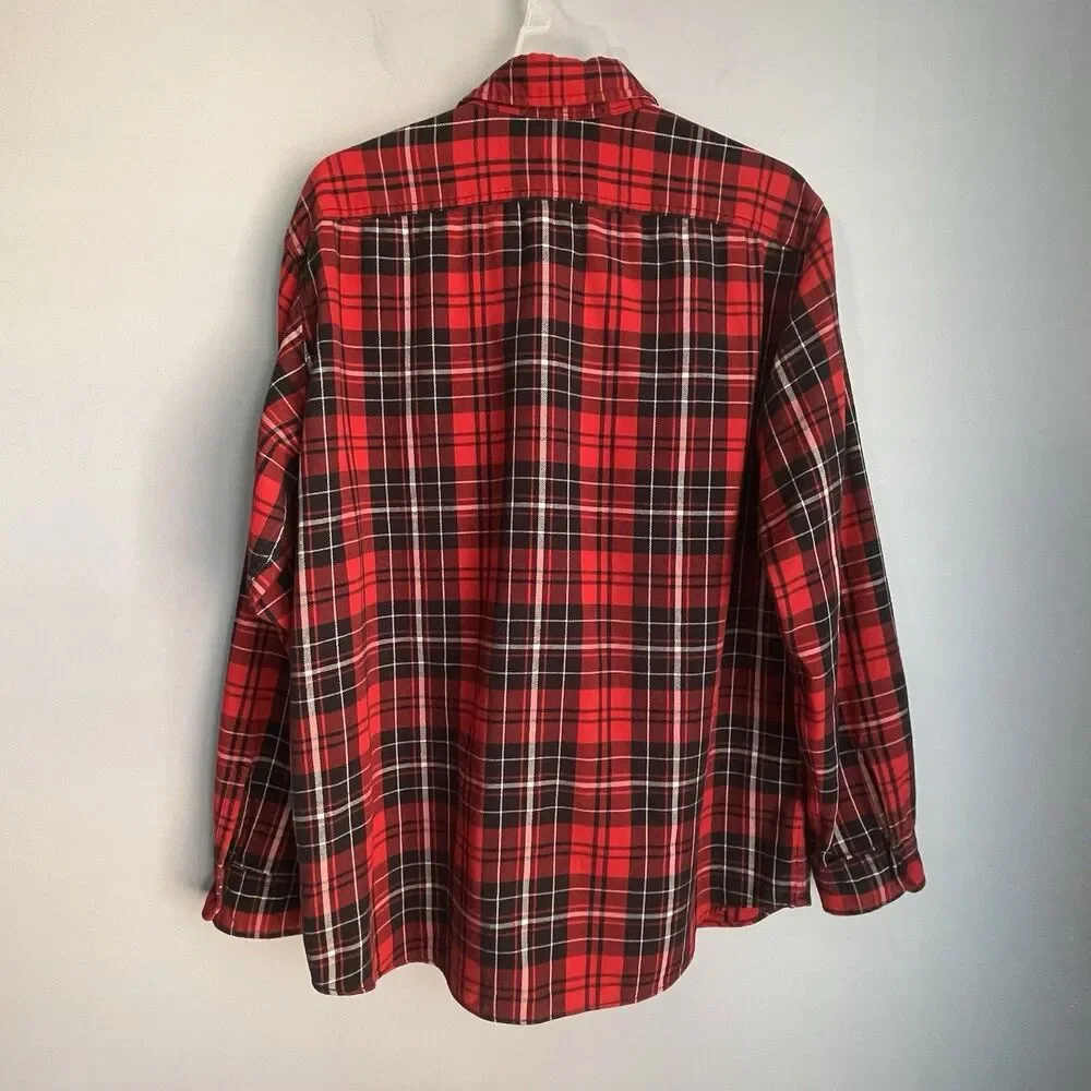 Vintage Polo Ralph Lauren Flannel Shirt Mens Sz M Red Tartan Plaid Button Up